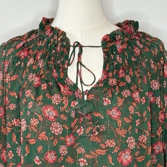 Misa Los Angeles Clio Evergreen Bloom Long Sleeve Blouse Womens Size XS - Picture 10 of 10